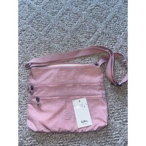Womens KIPLING Alvar nylon‎ crossbody bag - Pink Multi Zipper Pockets - Strap